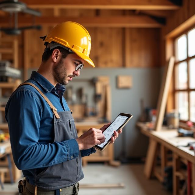 Artisan consultant sa commande sur une tablette