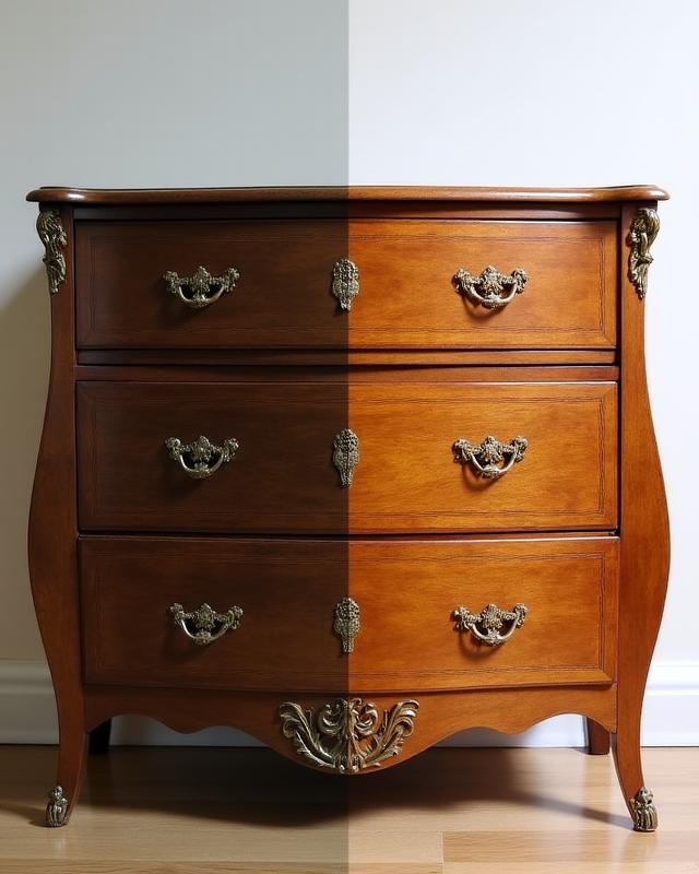 Avant après d'une commode Louis XV restaurée